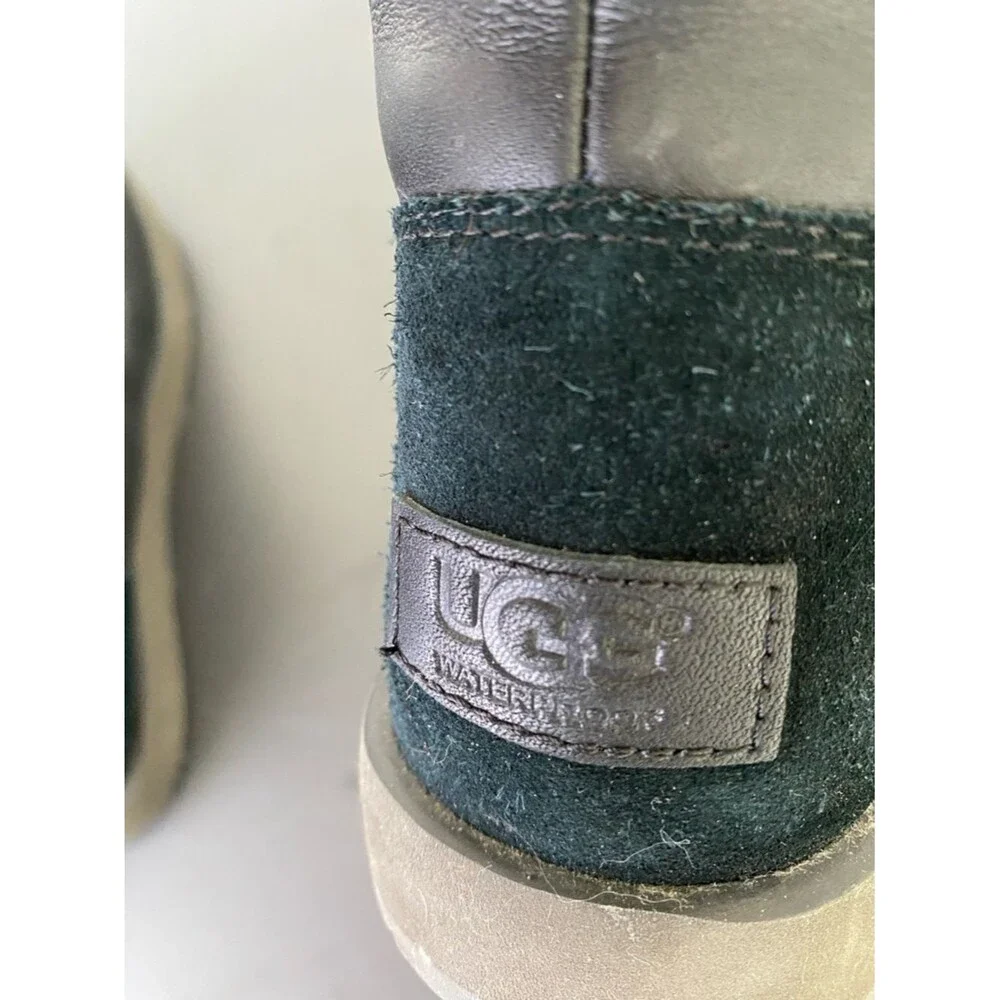 UGG Black Faux-Fur Lace-Up Women's Ankle Boots Sz 7 Rich Ski Resort Boho Chic